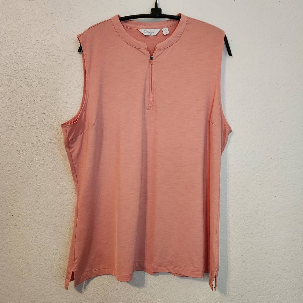 Walter Hagen Coral Sleeveless 1/4 Athletic Top, Size XL